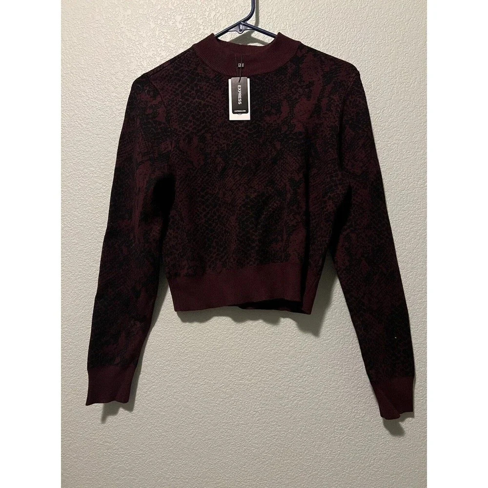 NWT Express X Negin Mirsalehi Maroon Printed Sweater Size Medium